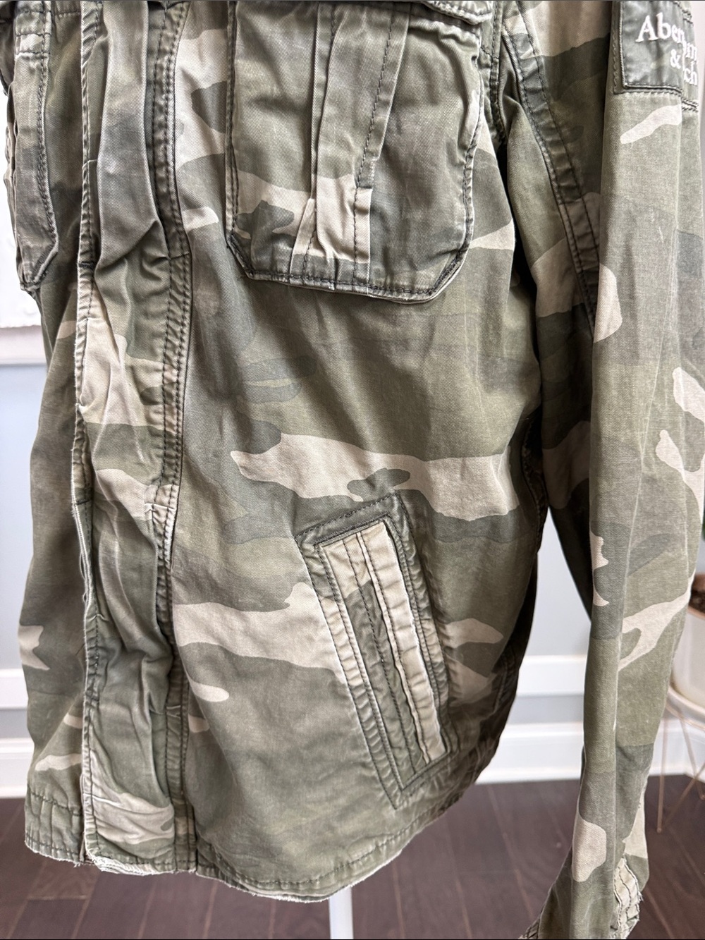 Vintage 2000’sAbercrombie & Fitch Camo Military Field Jacket Men's XL Distressed - Picture 4 of 14
